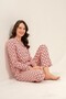 Women's patterned pink pajama set, boxed pajamas, shirt collar, pocket detailed 50% cotton 50% modal fabric, - 2