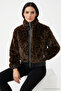 Women's Coat Leopard Patterned Plush Stand Collar Zippered Short Bomber Casual Winter Stylish Model Cc Otw 15373827 - 6