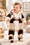 Baby Boy Welsoft Jumpsuit Hooded Zippered Plush Patterned Soft Warm Winter Baby Jumpsuit