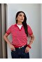 V-Neck Striped Short Sleeve Sweater - 2