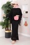 Openwork blouse skirt knitwear set black - 4