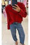Striped Long Sleeve Basic Oversize T-Shirt