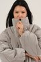 Women's Light Gray Stand Collar Long Sleeve Coat with Zipper Detail - 3