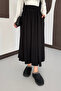 Women's Elastic Waist Pocketed Tencel Fabric Long Flared Skirt - 2