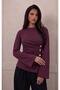 Spanish Sleeve Women's Blouse with Drapes and Buttons - 2