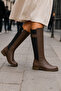 Women's Genuine Leather Riding Boots with Buckle Detail - 4