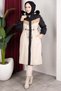 Detachable Hooded Women's Coat with Welsoft Lining and Garni Detail - Black - 3