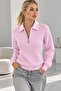 Women's Polo Collar Half Zipper Honeycomb Knit Sweater