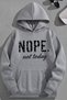 Unisex 3 Thread Cotton Gray Nope Print Loose Fit Sweatshirt Hoodie