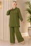 Shirt Collar Pants Suit 21011