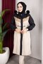 Detachable Hooded Women's Coat with Welsoft Lining and Garni Detail - Black - 2