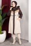 Detachable Hooded Women's Coat with Welsoft Lining and Garni Detail - Brown - 5