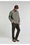 Regular Fit Mid Waist Straight Leg Men's Green Trousers