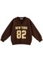 1046 women's v-neck new york print 3-thread cotton sweatshirt - brown - 2