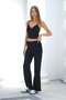 Black Women's Modal Sweatpants with Elastic Waist and Wide Legs - 5