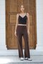 Brown Women's Modal Sweatpants with Elastic Waist and Wide Legs - 3
