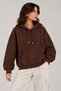 1047 women's hooded kangaroo pocket 3-thread cotton sweatshirt - brown