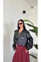 Short Oversize Jacket with Large Pocket Detail and Belt, Very Stylish Faux Leather Jacket - 7