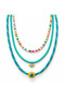 Colorful Evil Eye Beaded 3-Piece Necklace Set – Turquoise Beads, Colorful Disc and Braided String Necklace – Summer Layered Necklace Combination