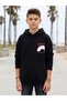 Unisex Kids Black Downhill L.A. Printed 100% Cotton 2 Thread Threaded Sweatshirt with Lycra - 2