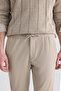 Ds Damat Relaxed Fit (Pile-Free) Beige Striped Jogger Pants - 2