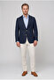 Ds Damat Slim Fit Navy Blue Dobby Fabric Jacket - 4