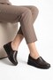 Mone Double Rubber Flat Face Genuine Leather Orthopedic Women's Shoes Brown Skin
