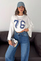 Women's 76 Printed Oversize Blouse Wide Sleeve Crew Neck Loose Top - 5