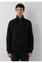Black Men's Sweatshirt with Semi-Zipper M0S20027-900 - 3