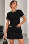 Women's Steel Mesh Detailed Short Sleeve Mini Dress Fk3535 - 2