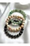 Natural Aventurine, Calcite and Sericin Stone 3-Piece Bracelet Set - 2