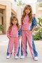PREMIUM Girls' Denim Trim Striped Pants Sweat 2-Piece Festive Outfit Set - 7-14 age - 3