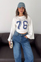 Women's 76 Printed Oversize Blouse Wide Sleeve Crew Neck Loose Top - 3