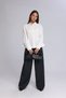 Women's White Waist Accent Corset Formed Long Sleeve Shirt - 5