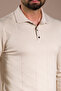 Men's Beige Patterned Polo Collar Knitwear - 3