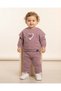 Baby Girl Heart Embroidered Bat Sleeve 6-9-12-18-24 Months Stylish Seasonal 2 Thread Baby Set - 2