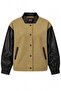 Women's Leather Sleeve Detailed Oversize Bomber Jacket Fk3535