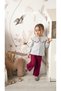 Girl's Collar Detailed Striped Shirt and Pants Set - 2