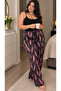 Women's Viscose Pocketless Battal Trousers Relaxed Fit Plus Size - Patterned - 2
