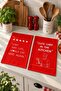 Set of 2 Red Kitchen Towels – Decorative Kitchen Cloths with Chef-Themed Text Prints