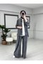 Lina Smoked Elegance Combed Cotton Suit – Women's Oversize Comfortable Cut Top and Pants Two-Piece Set - 5