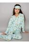 Carrot Rabbit Patterned Cotton Front Buttoned Eye Patched Long Sleeve Pajama Set 9003 - 5
