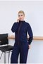 Women's Ribbed Zippered High Collar Wide Leg Two-Piece Tracksuit Set - 5
