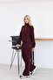 Women's Ribbed Zippered High Collar Wide Leg Two-Piece Tracksuit Set - 5