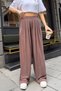 Women's Cupra Modal Pleated Wide Leg Casual Pants 6006 Mink - Premium Series - 5