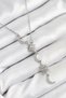 316L Steel Zircon Stone Sun and Moon Model Silver Color Women's Necklace