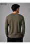 Men's Terry Interlock Long Sleeve Crew Neck Basic Khaki T-Shirt - 2