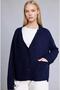 Oversize V-Neck Basic Cardigan with Pockets (26 Wn) - 3