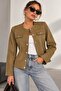 Women's Suede Look Jacket with Snap Pocket Detail Fk3535 - 2