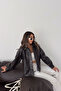 Women's Flato Jacket with Pockets and Elastic Waist, Leather Look - 6